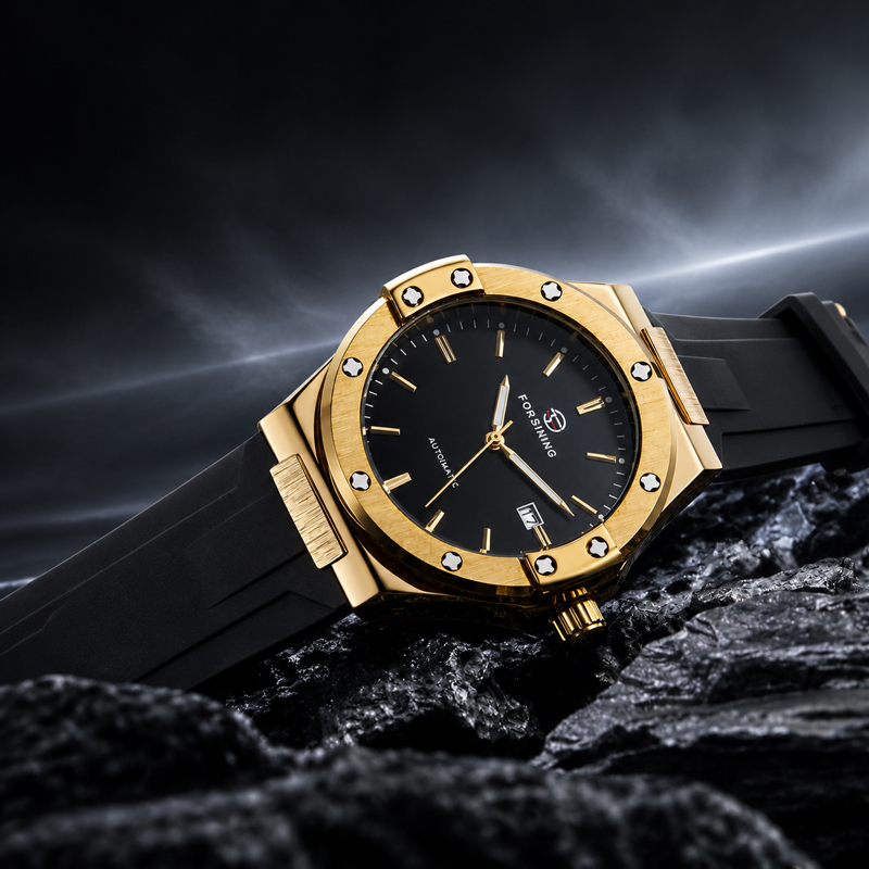 Exhibition Caseback - ساعة فورسينينج للرجال ميكانيكية أوتوماتيكية مع