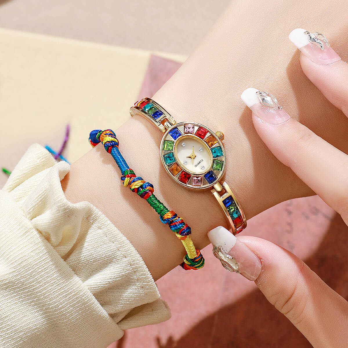 Luxury Watch Women - طقم ساعتين نسائيتين فاخرتين مرصعتين بالأحجار