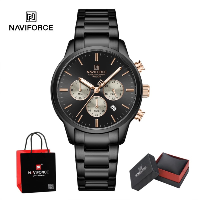 Luxury Watch For Men - ساعة نافيفورس للرجال كوارتز كرونوغراف مقاومة