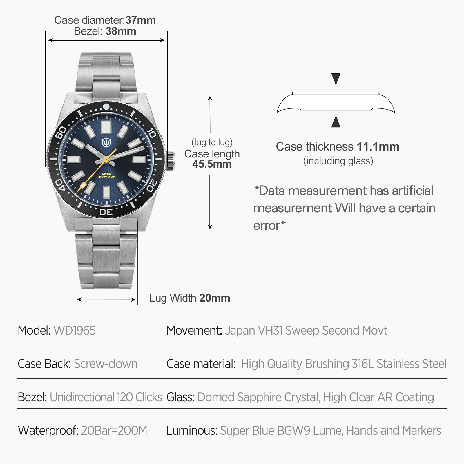ساعة يد رجالية Watchdives WD19 - مراجعة Luxury Watch Safe وسعره