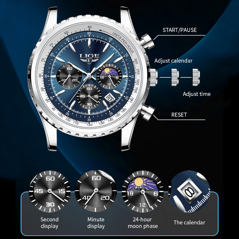 LIGE-ساعة كوارتز فاخرة للرجال  - مراجعة Zen Luxury Watch وسعره