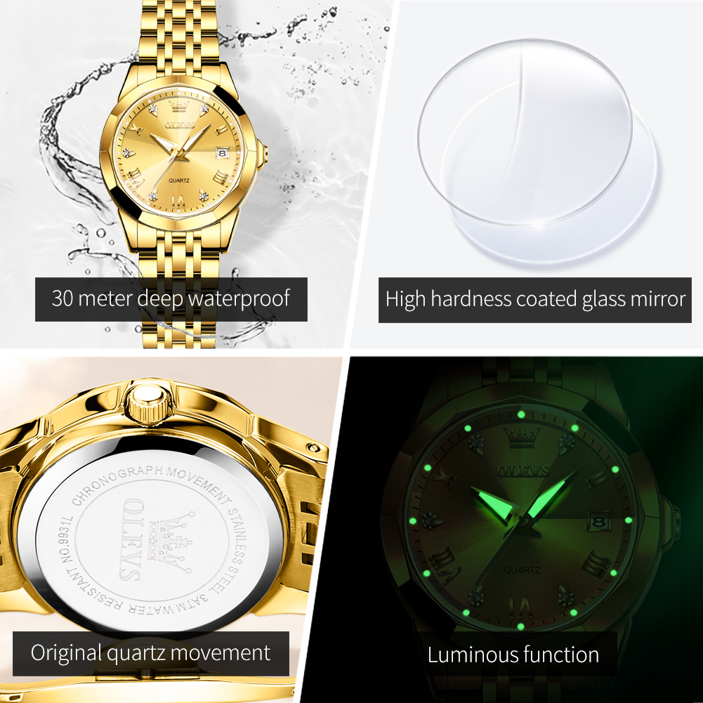 ساعة OLEVS Fashion Golden للنس - مراجعة Luxury Watch Women وسعره