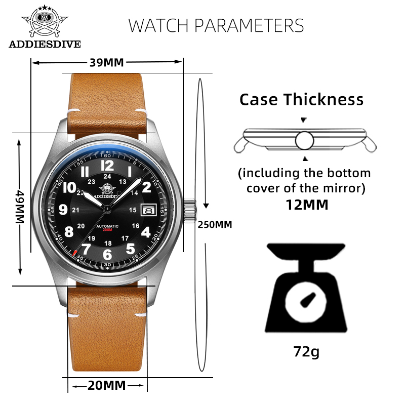 Addiesdive 39 مللي متر AD2048  - مراجعة Automatic Pilot Watch وسعره